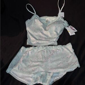Floral Mint Green Camisole and Shorts Sleep Set